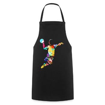 Cadeau de handball - Tablier de cuisine - noir - Devant - AI Model Male 185 dark (185cm)