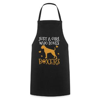 chien boxer - Tablier de cuisine - noir - Devant - AI Model Male 185 dark (185cm)