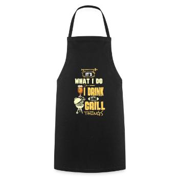 Grill Grillen BBQ Beer - Kochschürze - Schwarz - Vorne - AI Model Male 185 dark (185cm)