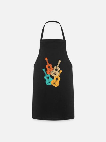 Ukulele Retro - Cooking Apron - black