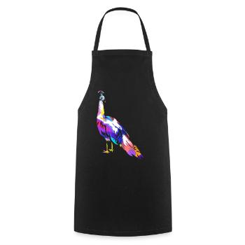Peacock gift - Cooking Apron - black - Front - AI Model Male 185 dark (185cm)