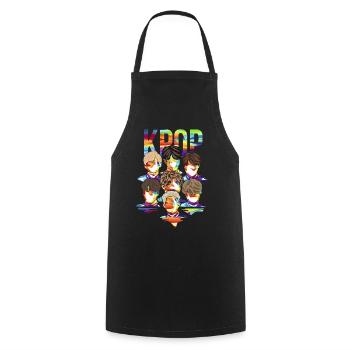 K-pop Boyband Geschenk - Kochschürze - Schwarz - Vorne - AI Model Male 185 dark (185cm)
