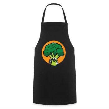 brocoli rigolo - design - Tablier de cuisine - noir - Devant - AI Model Male 185 dark (185cm)