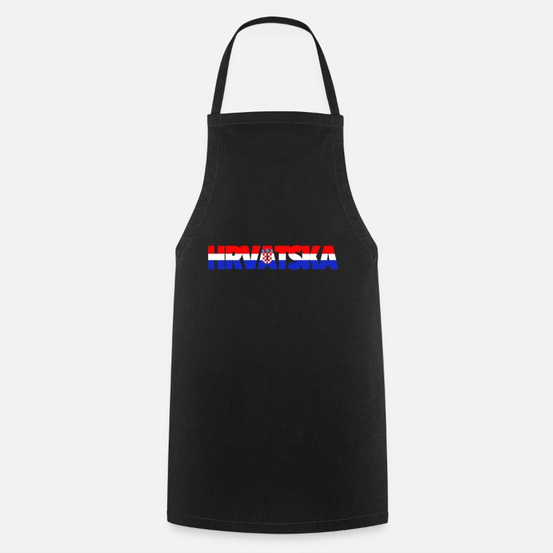 Texte du drapeau de Hrvatska avec armoiries - Tablier de cuisine - noir