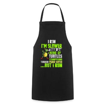 Course de jogging tortue en disant cadeau - Tablier de cuisine - noir - Devant - AI Model Male 185 dark (185cm)