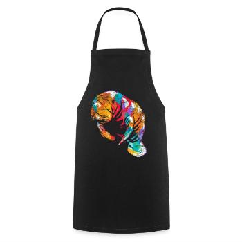 Manatee Dugong - Cooking Apron - black - Front - AI Model Male 185 dark (185cm)