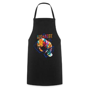 Manatee Dugong polygon - Cooking Apron - black - Front - AI Model Male 185 dark (185cm)