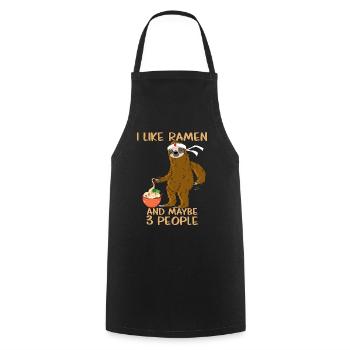 I Like Ramen And Maybe 3 People with a sloth - Cooking Apron - black - Front - AI Model Male 185 dark (185cm)