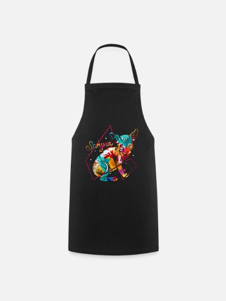 Sphynx polygon gift - Cooking Apron - black