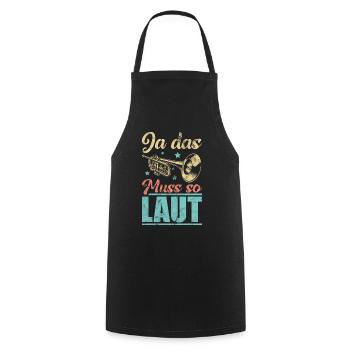 Trompeter - Ja das muss so laut - Kochschürze - Schwarz - Vorne - AI Model Male 185 dark (185cm)
