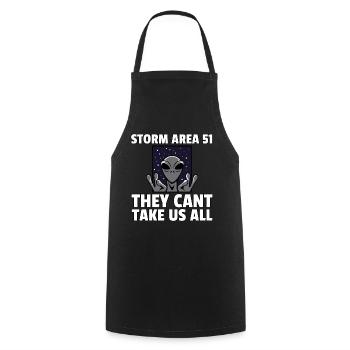 Alien Ufo Extraterrestrial Space All Lustig Area 51 - Cooking Apron - black - Front - AI Model Male 185 dark (185cm)