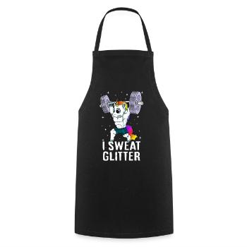 Je transpire l'haltérophilie licorne scintillant - Tablier de cuisine - noir - Devant - AI Model Male 185 dark (185cm)