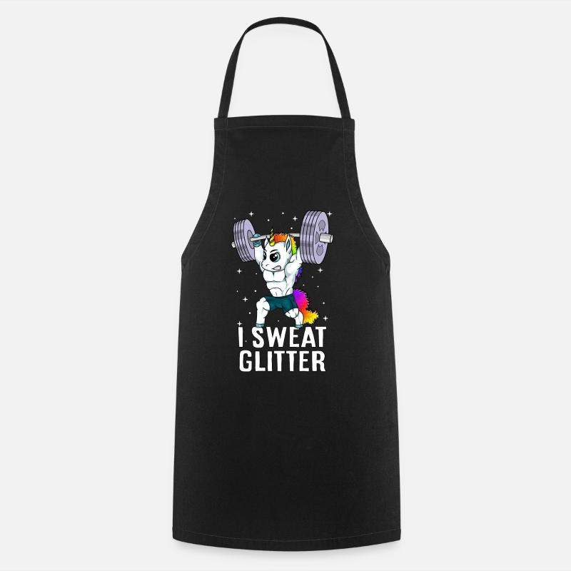 I sweat glitter unicorn weightlifting - Cooking Apron - black
