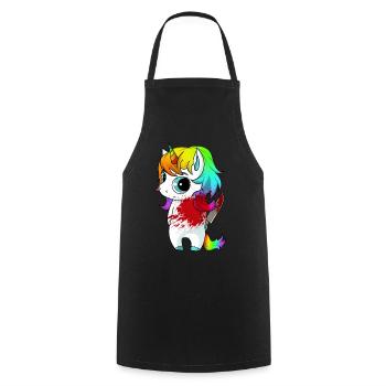 Licorne tueuse mignonne mais psycho - Tablier de cuisine - noir - Devant - AI Model Male 185 dark (185cm)
