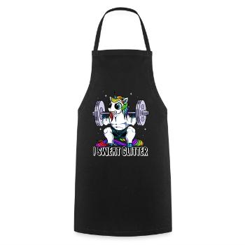 Je sue des paillettes licorne Haltérophilie - Tablier de cuisine - noir - Devant - AI Model Male 185 dark (185cm)