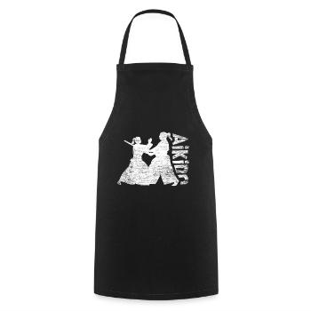 Aikido Kämpferin Geschenk - Kochschürze - Schwarz - Vorne - AI Model Male 185 dark (185cm)