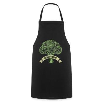 Vegan - Brokkoli Gemüse - Kochschürze - Schwarz - Vorne - AI Model Male 185 dark (185cm)