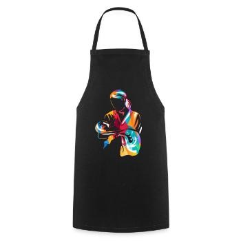 Cadeau sage-femme - Tablier de cuisine - noir - Devant - AI Model Male 185 dark (185cm)