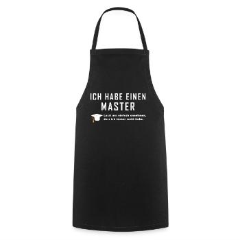 lustiger Spruch Geschenkidee für Master Abschluss - Kochschürze - Schwarz - Vorne - AI Model Male 185 dark (185cm)