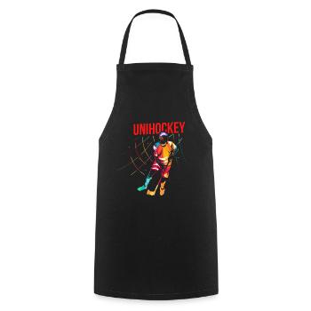 Floorball gift - Cooking Apron - black - Front - AI Model Male 185 dark (185cm)