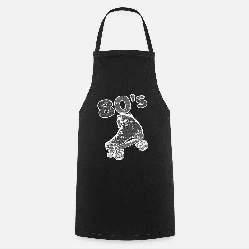 80s 80s eighties roller skates skates skate roller - Cooking Apron - black