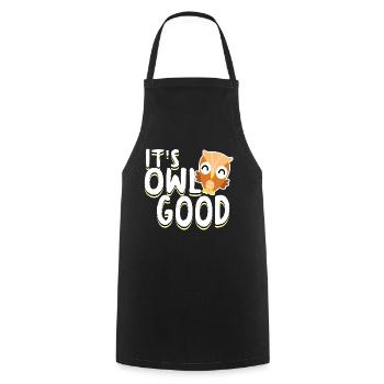 Chouette hibou - Tablier de cuisine - noir - Devant - AI Model Male 185 dark (185cm)