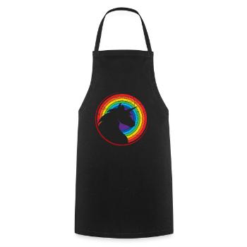 Einhorn - Bunt - Regenbogen - Kochschürze - Schwarz - Vorne - AI Model Male 185 dark (185cm)