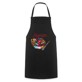 Cadeau soupe ramen aux nouilles - Tablier de cuisine - noir - Devant - AI Model Male 185 dark (185cm)