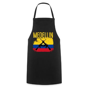 Medellin Kolumbien - Kochschürze - Schwarz - Vorne - AI Model Male 185 dark (185cm)