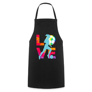 LOVE feminine Soccer Funny Psychedelic and Tie - Cooking Apron - black - Front - AI Model Male 185 dark (185cm)