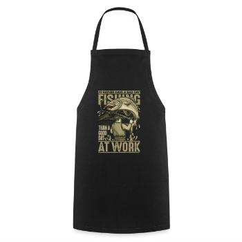 FISHING - Cooking Apron - black - Front - AI Model Male 185 dark (185cm)