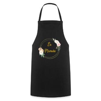 the gold bride and flowers - Cooking Apron - black - Front - AI Model Male 185 dark (185cm)