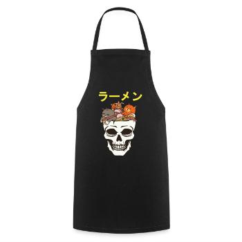 Vintage japanische Katzen, die Ramen-Nudel-Gehirn essen - Kochschürze - Schwarz - Vorne - AI Model Male 185 dark (185cm)