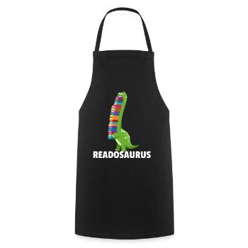 Dinosaur Dino book reading bookworm books - Cooking Apron - black - Front - AI Model Male 185 dark (185cm)