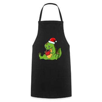 Dinosaur Dino book reading books Christmas - Cooking Apron - black - Front - AI Model Male 185 dark (185cm)