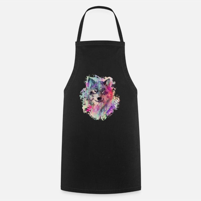 Wolf dans le Nord Colour version - Tablier de cuisine - noir