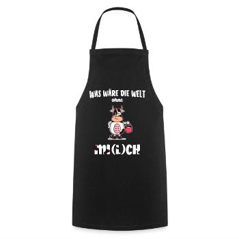 was wäre die Welt ohne Mi(l)ch lustiges Geschenk - Kochschürze - Schwarz - Vorne - AI Model Male 185 dark (185cm)
