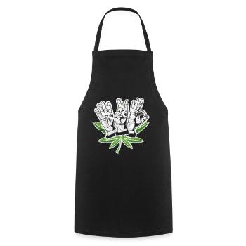 420 plantes de chanvre - Tablier de cuisine - noir - Devant - AI Model Male 185 dark (185cm)