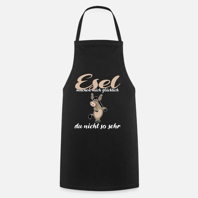 Esel machen mich glücklich lustiges Geschenk - Kochschürze - Schwarz