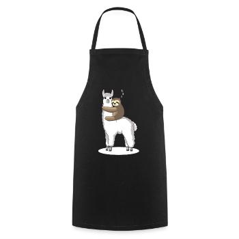 Sloth sleeps on Alpaca Lama - gift - Cooking Apron - black - Front - AI Model Male 185 dark (185cm)