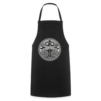 Magischer Mandala-Libellen-Halbmond-Entwurf - Kochschürze - Schwarz - Vorne - AI Model Male 185 dark (185cm)