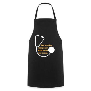 Bitte Ausziehen Lustiger Spruch Arzt Doc Geschenk - Kochschürze - Schwarz - Vorne - AI Model Male 185 dark (185cm)