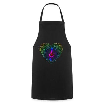 Clef note heart musician music gift - Cooking Apron - black - Front - AI Model Male 185 dark (185cm)