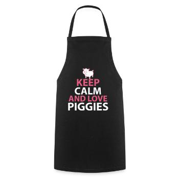Gardez le calme et aimez les porcs t-shirt - Tablier de cuisine - noir - Devant - AI Model Male 185 dark (185cm)