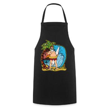 Surfer Weihnachtsmann Weihnachten Urlaub Geschenk - Kochschürze - Schwarz - Vorne - AI Model Male 185 dark (185cm)