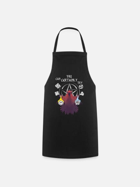 RPG Dice D20 Role Playing Dice Dragons Pentagram - Cooking Apron - black