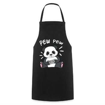 Pew Pew Panda - Kochschürze - Schwarz - Vorne - AI Model Male 185 dark (185cm)