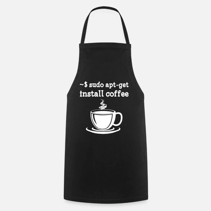 Sudo Apt-Get Install Coffee Linux - Kochschürze - Schwarz