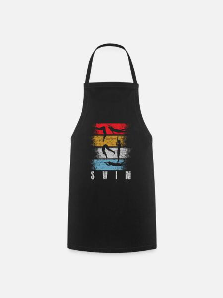 Swimming retro swimming instructor - Cooking Apron - black
