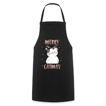 Noël chat chat veille de Noël - Tablier de cuisine - noir - Devant - AI Model Male 185 dark (185cm)